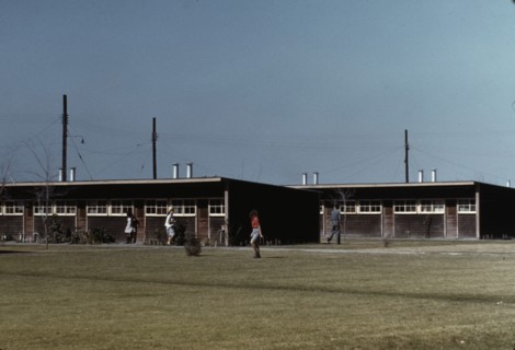 Row shelters, FSA ... labor camp, Robstown, Tex., 1942. Creator: Arthur Rothstein.