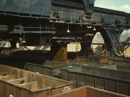 After the ore is weighed in the "Hewlett" [i.e. "Hulett"] machine it is...Cleveland, Ohio, 1943. Creator: Jack Delano.