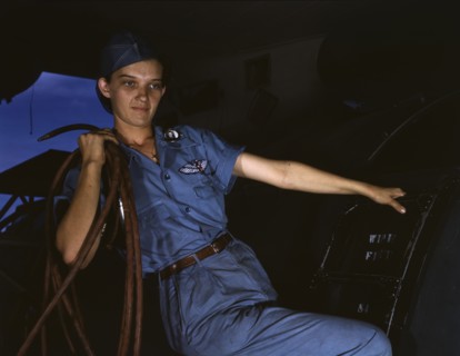 With a woman's determination, Lorena Craig takes over a man-size job, Corpus Christi, Texas, 1942. Creator: Howard Hollem.