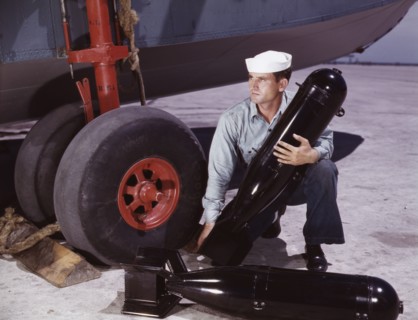 J.D. Estes at the Naval Air Base, Corpus Christi, Texas, 1942. Creator: Howard Hollem.