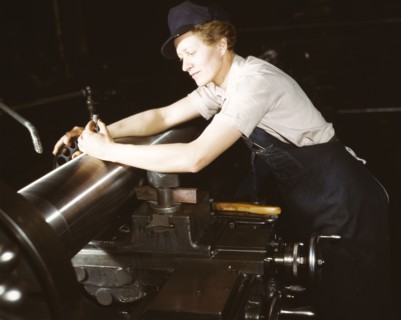 War production workers at the Vilter [Manufacturing] Company making M5..., Milwaukee, Wis. , 1943. Creator: Howard Hollem.