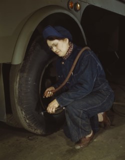War production workers at the Heil Company making gasoline trailer..., Milwaukee, Wisconsin, 1943. Creator: Howard Hollem.