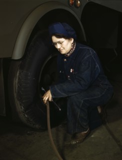 War production workers at the Heil Company making gasoline trailer tanks...Milwaukee, Wis, 1943. Creator: Howard Hollem.