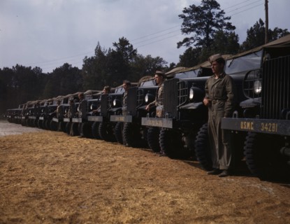 New River Marine Base, motor detachment, Jacksonville, North Carolina, 1942. Creator: Alfred T Palmer.
