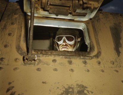Tank driver, Ft. Knox, Ky., 1942. Creator: Alfred T Palmer.