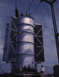 Transformer at TVA's Chickamauga Dam near Chattanooga, Tenn., 1942. Creator: Alfred T Palmer.