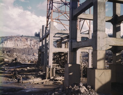 Early stage of construction work at the TVA's Douglas Dam, Tenn., 1942. Creator: Alfred T Palmer.