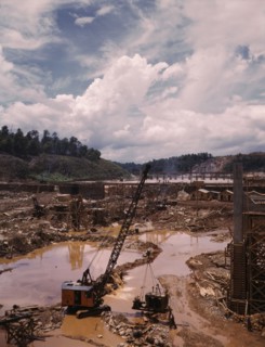 Early stages of construction work at the TVA's Douglas Dam, Tenn., 1942. Creator: Alfred T Palmer.