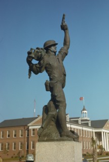 Marine statue at Parris Island, S.C. Statue called "Iron Mike" by recruits. , 1942. Creator: Alfred T Palmer.