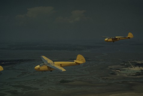 Marine Corps gliders in flight out of Parris Island, S.C., 1942. Creator: Alfred T Palmer.