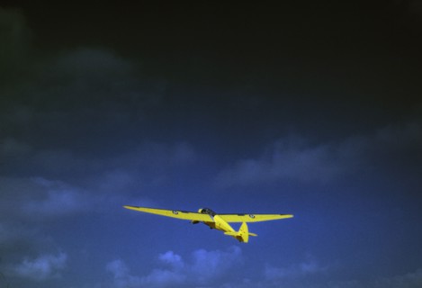 Marine Corps glider in flight out of Parris Island, S.C., 1942. Creator: Alfred T Palmer.