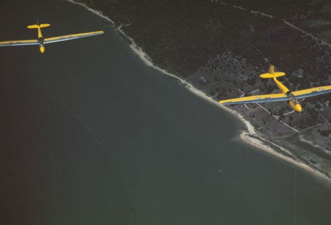 Marine Corps gliders in flight from Page Field, Parris Island, S.C., 1942. Creator: Alfred T Palmer.