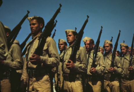 Marines finishing training at Parris Island, S.C., 1942. Creator: Alfred T Palmer.