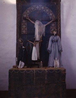 Altar in the church, Trampas, New Mexico, 1943. Creator: John Collier.