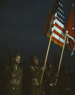 Color guard of Negro engineers, Ft. Belvoir(?), Va., between 1941 and 1945. Creator: Unknown.