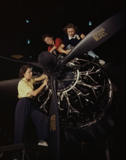 The careful hands of women are trained in...Douglas Aircraft Company, Long Beach, Calif., 1942. Creator: Alfred T Palmer.