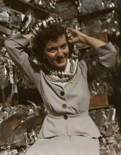 Annette del Sur publicizing salvage campaign...Douglas Aircraft Company, Long Beach, Calif., 1942. Creator: Alfred T Palmer.