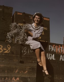 Annette del Sur publicizing salvage campaign...Douglas Aircraft Company, Long Beach, Calif., 1942. Creator: Alfred T Palmer.