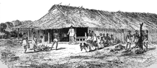 'House of the Caboceer of MBO-GE-LAH; An Excursion in Dahomey', 1871. Creator: J. Alfred Skertchly.
