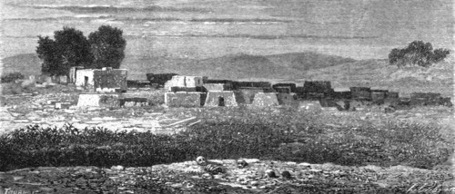 'Village of Eyvango, near Abomey; An Excursion in Dahomey', 1871. Creator: J. Alfred Skertchly.