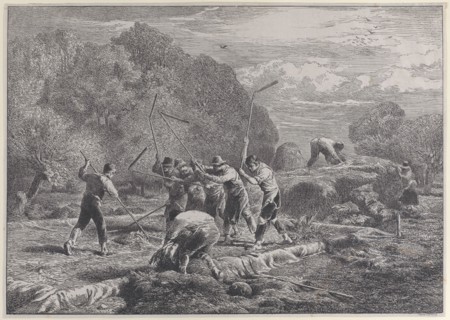 Men thrashing, 1800-1900.