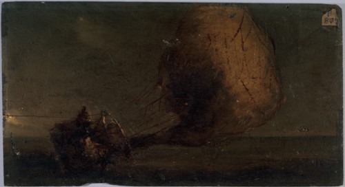 Aerostat falling, c1860.