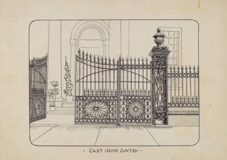 Iron Gate and Fence, c. 1936.