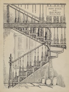 Iron Work on Stairway, c. 1936.