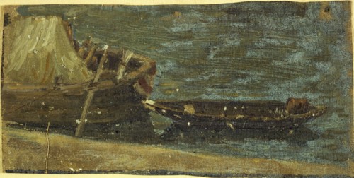 Moored boats, c1870.