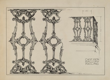 Iron Balcony Railing, c. 1936.