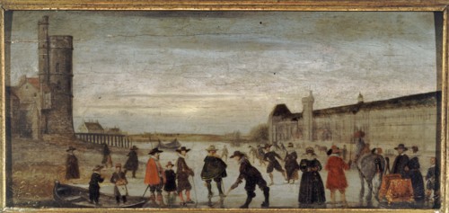 Skaters on the Seine in 1608, c1608.