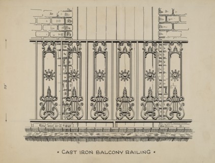 Cast Iron Balcony Railing, c. 1936.