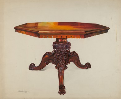 Carved Mahogany Table, 1937.