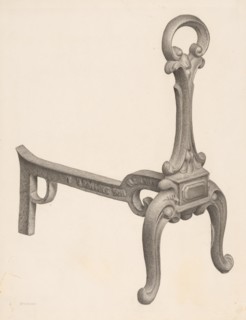 Andiron (one of pair), c. 1940.