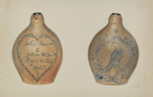 Pa. German Stoneware Flask, c. 1940.