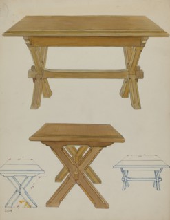 Pa. German Trestle Table, c. 1936.