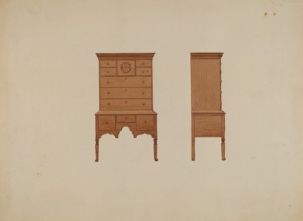 Highboy-front and Side Views, c. 1936.