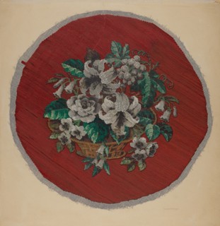 Embroidered Footstool Cover, c. 1938.