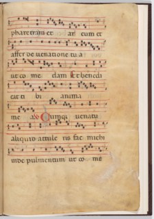 Leaf 8 from an antiphonal fragment, c. 1275.