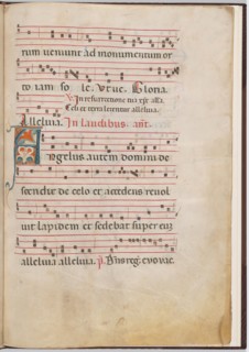 Leaf 3 from an antiphonal fragment, c. 1275.