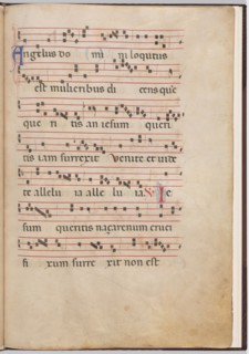 Leaf 2 from an antiphonal fragment, c. 1275.