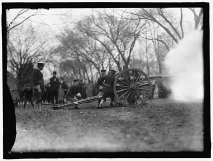 Cannon Firing, between 1909 and 1914. Creator: Harris & Ewing.