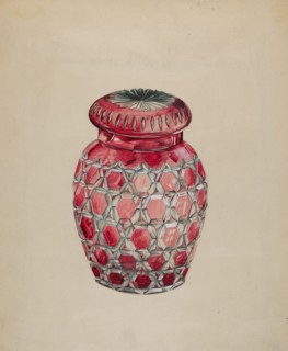Ruby Case Glass Rose Jar, c. 1936.