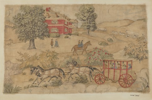Printed Textile: Genre Scene, c. 1939.