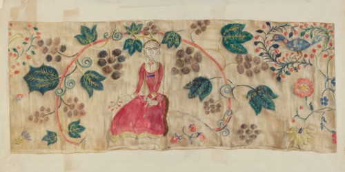 Crewel Embroidered Valance, c. 1936.