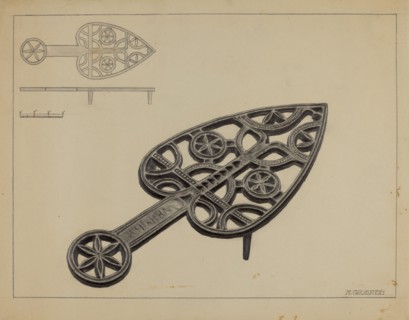 Pa. German Flat-iron Holder, c. 1936.