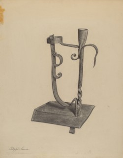 Rush Light and Candle Holder, c. 1938.