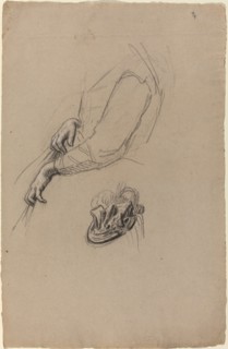 Young Woman's Hands and Beribboned Hat, 1890s.