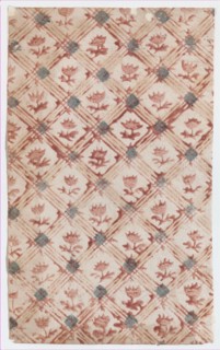 Sheet with grid and floral pattern, 19th century.