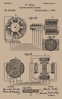 Tesla's Electro-magnetic motor patent. Private Collection.